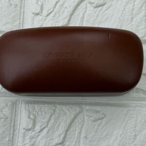 Longchamp Tan Hard Clamshell Glasses Case